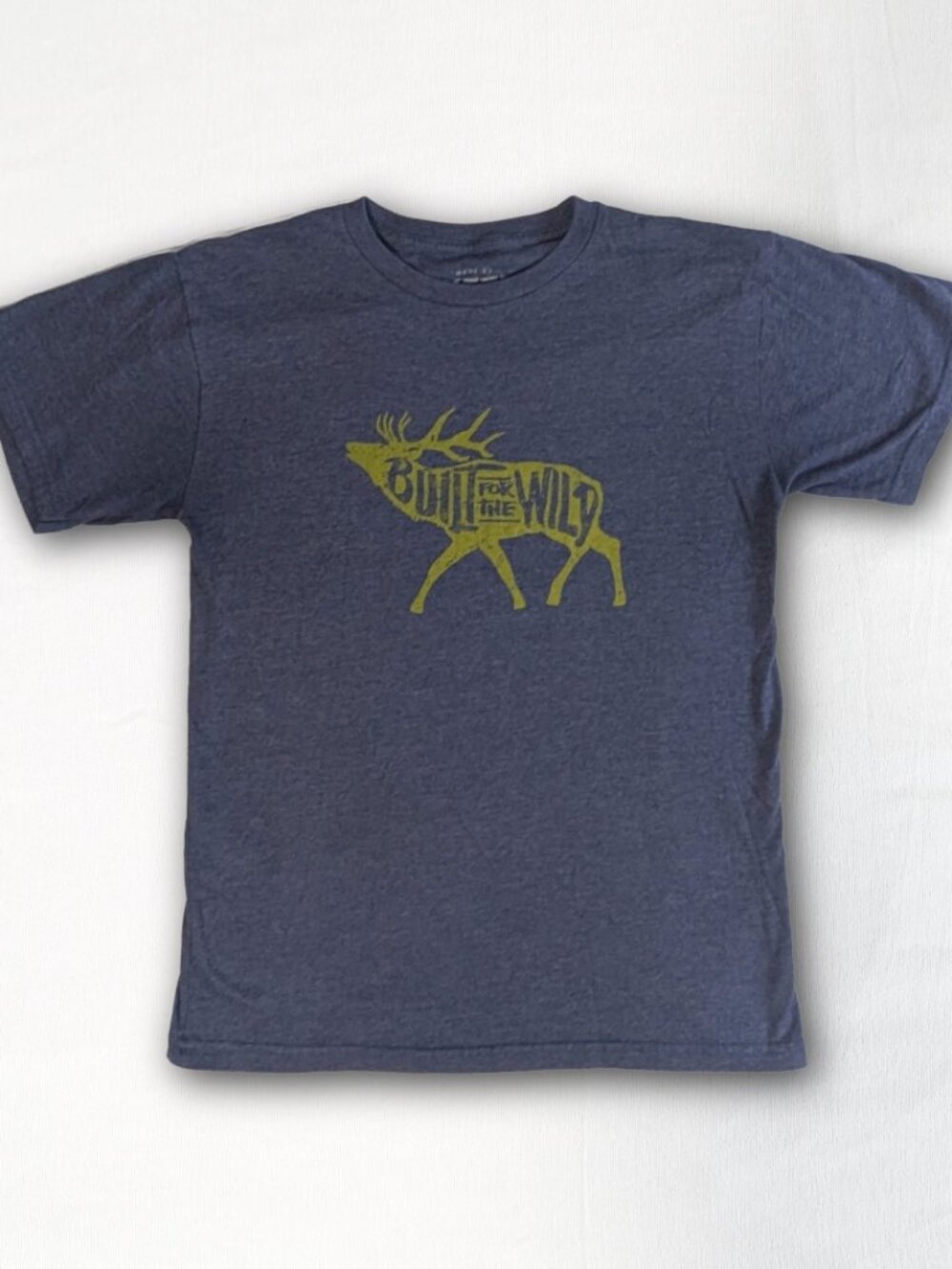 YETI Built For The Wild Elk Graphic T-Shirt Mens M Heather Navy Cotton Blend